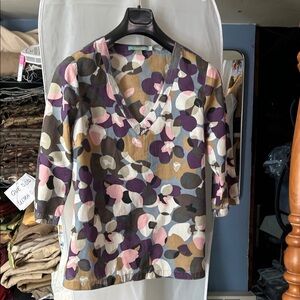 Boden floralPrint V-Neck Tunic - Pink, Purple, Tan